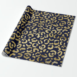 Luxuriöse Glam Gold Navy Leopard Print Geschenkpapier