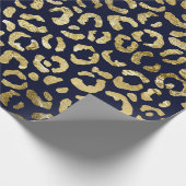 Luxuriöse Glam Gold Navy Leopard Print Geschenkpapier (Ecke)