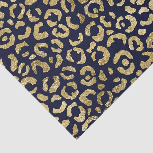 Luxuriöse Glam Gold Navy Leopard Print Seidenpapier (Ausschnitt)