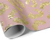 Luxuriöse Glam Gold Pink Leopard Print Geschenkpapier (Rolleneckpunkt)