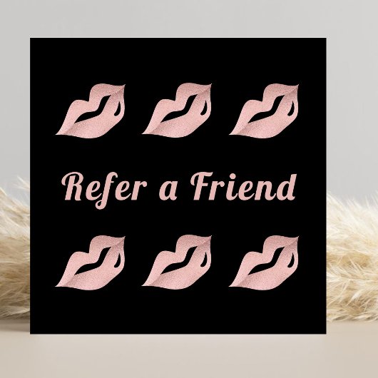 Luxuriöse Glam Gold Rose Lips & Black Refercard Terminkarte