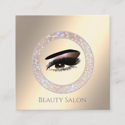 Luxuriöse glänzende kreisförmige Rahmen Makeup Aug Quadratische Visitenkarte (Vorderseite)