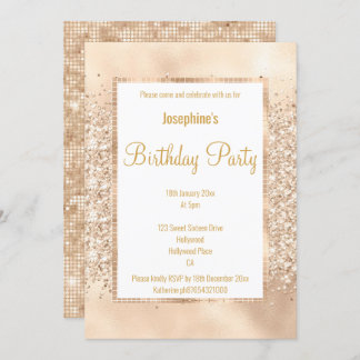 LUXURIÖSE GLITZER CHAMPAGNE & GOLD CUSTOM EINLADUNG