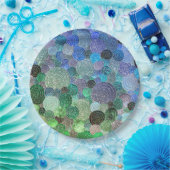 Luxuriöse Glitzer Docks and Circles - Frische Aqua Pappteller (Party)