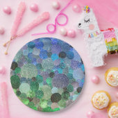 Luxuriöse Glitzer Docks and Circles - Frische Aqua Pappteller (Party)