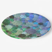 Luxuriöse Glitzer Docks and Circles - Frische Aqua Pappteller (Schrägansicht)