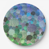 Luxuriöse Glitzer Docks and Circles - Frische Aqua Pappteller (Vorderseite)