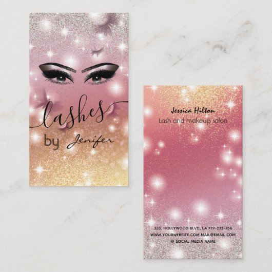 Luxuriöse glitzernde, glitzernde Schmetterlingshas Visitenkarte (Vorne/Hinten)