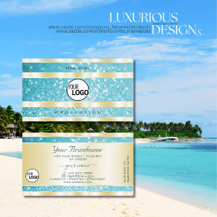 Luxuriöse Gold Aquamarin Glitzer Luminous Light S Visitenkarte