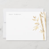 Luxuriöse Gold Bamboo Monogram Stationery Mitteilungskarte (Vorderseite)