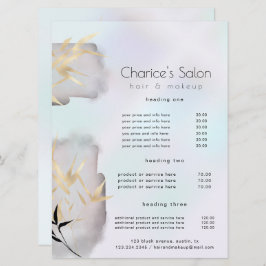 Luxuriöse Gold Bamboo Salon Price Card Menükarte