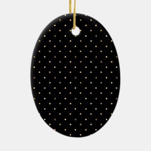 Luxuriöse Gold Black Glitzer Dots Foto Weihnachten Keramik Ornament (Hinten)