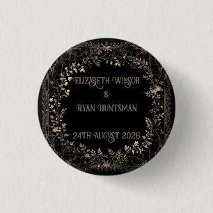Luxuriöse Gold & Black Sepia Bloral Finish Button