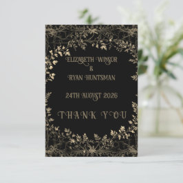 Luxuriöse Gold & Black Sepia Bloral Finish Dankeskarte