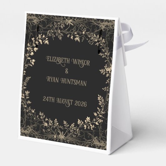 Luxuriöse Gold & Black Sepia Bloral Finish Geschenkschachtel (Rückseite)