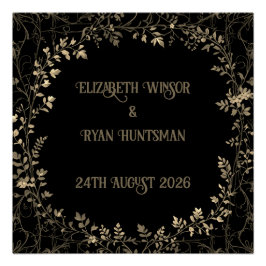 Luxuriöse Gold & Black Sepia Bloral Finish Poster