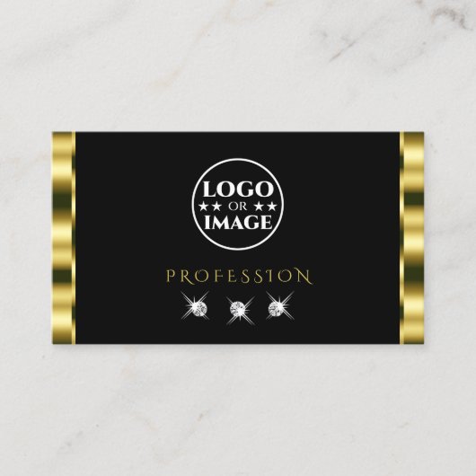Luxuriöse Gold Black Sparkling Diamonds mit Logo Visitenkarte (Vorderseite)