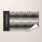 Luxuriöse Gold Black und Silber Mit Monogramm Badhandtuch Set (Handtuch)