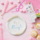 Luxuriöse Gold & Blue Boy Baby Dusche Pappteller (Party)