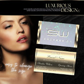 Luxuriöse Gold Blue Pearl Glitzer und 3D Initialen Visitenkarte