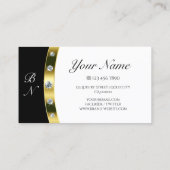 Luxuriöse Gold Border Black and White Initials Visitenkarte (Rückseite)