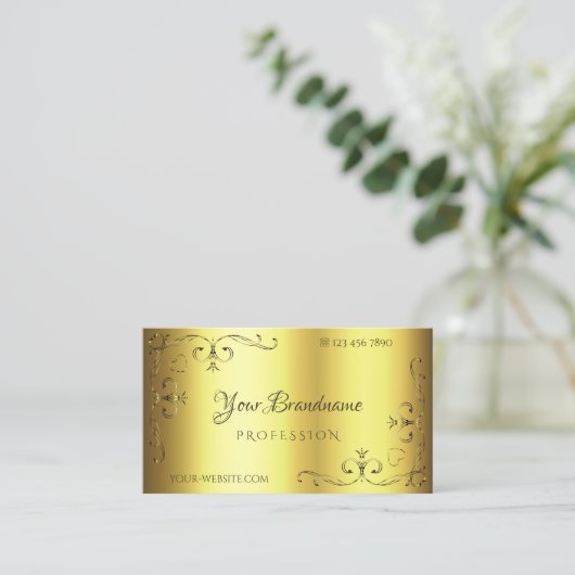 Luxuriöse Gold Dekoration Verziert dekorative Eckg Visitenkarte (Stehend Vorderseite)