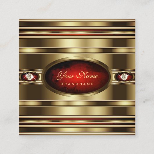 Luxuriöse Gold Effect Red Marble Imitate Rhineston Quadratische Visitenkarte (Vorderseite)