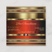 Luxuriöse Gold Effect Red Marble Imitate Rhineston Quadratische Visitenkarte (Rückseite)