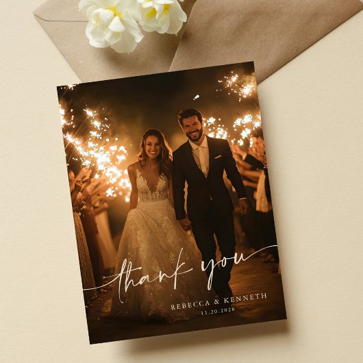 Luxuriöse Gold Floral Minimalistisch Foto Vielen D Postkarte