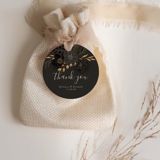 Luxuriöse Gold Floral Minimalistisch Wedding Viele Geschenkanhänger