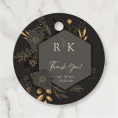 Luxuriöse Gold Floral Monogram Wedding Vielen Dank Geschenkanhänger (Vorderseite)
