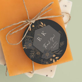 Luxuriöse Gold Floral Monogram Wedding Vielen Dank Geschenkanhänger