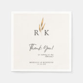 Luxuriöse Gold Floral Monogram Wedding Vielen Dank Serviette (Vorderseite)