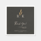 Luxuriöse Gold Floral Monogram Wedding Vielen Dank Serviette (Vorderseite)