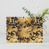 Luxuriöse Gold Floral Print auf schwarzem Hintergr Einladung (Stehend Vorderseite)