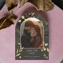 Luxuriöse Gold Floral Two Arch Foto Save the Date Einladung