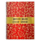 Luxuriöse Gold Foil Blätter Red Notebook Notizblock (Vorderseite)