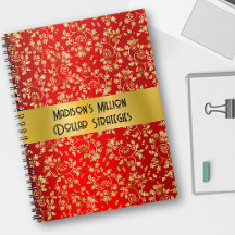 Luxuriöse Gold Foil Blätter Red Notebook