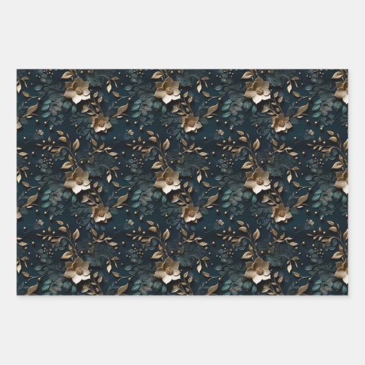 Luxuriöse Gold Foil Digital Paper für Weihnachten Geschenkpapier Set (Vorderseite 3)