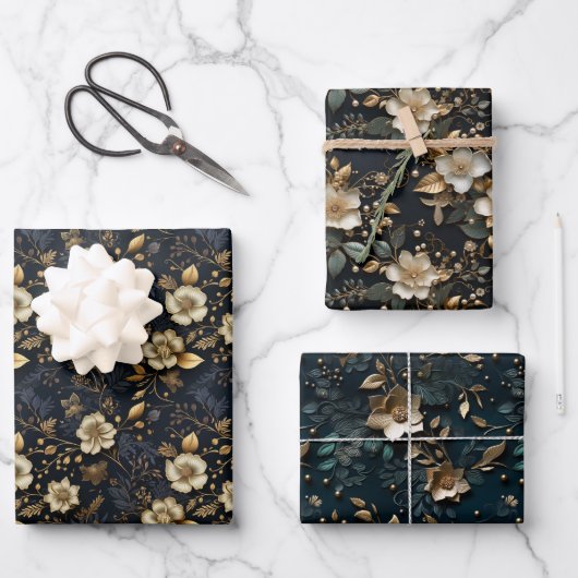 Luxuriöse Gold Foil Digital Paper für Weihnachten Geschenkpapier Set (Vorderseite)