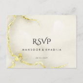 Luxuriöse Gold Foil Marmor Texture Wedding RSVP Postkarte (Vorderseite)