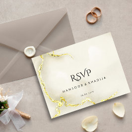 Luxuriöse Gold Foil Marmor Texture Wedding RSVP Postkarte