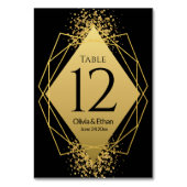 Luxuriöse Gold Geometric auf schwarz Tischnummer (Rückseite)