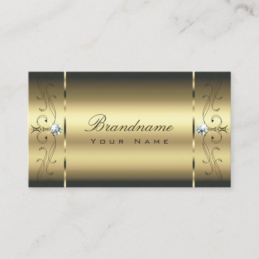 Luxuriöse Gold gequiggled Juwelen Glamour Golden Visitenkarte (Vorderseite)