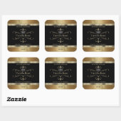 Luxuriöse Gold Glitzer Black Product Labels Quadratischer Aufkleber (Blatt)