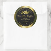 Luxuriöse Gold Glitzer Floral Black Product Labels Runder Aufkleber (Tasche)