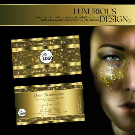 Luxuriöse Gold Glitzer Luminous Stars Logo Visitenkarte