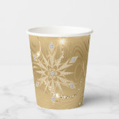 Luxuriöse Gold Glitzer Snowflake Diamant Papierauf Pappbecher (Rückseite)