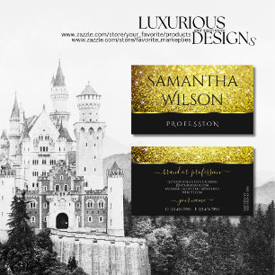 Luxuriöse Gold Glitzer Spark Luminous Stars Black Visitenkarte