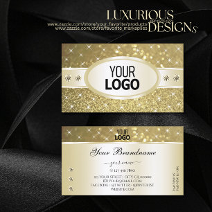 Luxuriöse Gold Glitzer Sparkle Stars Diamonds Logo Visitenkarte